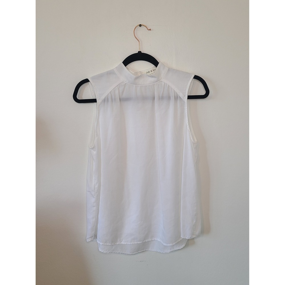 Cloth & Stone White Relaxed Fit Mock Neck Sleeveless Blouse Size S